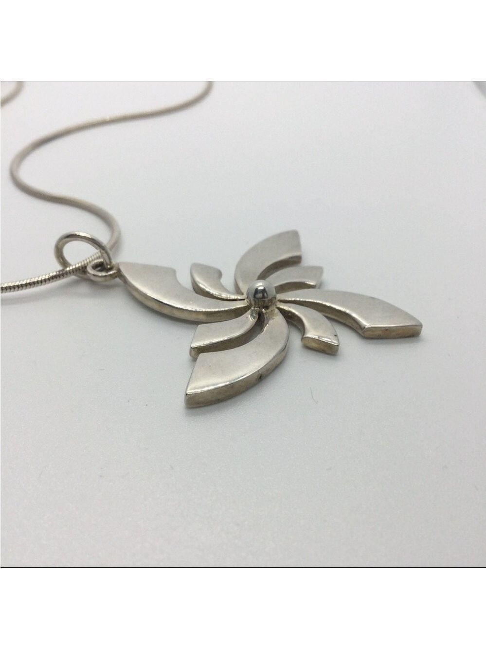 LARGE STERLING SILVER STAR PENDANT STATEMENT NECKLACE FF DESIGNER - Picture 3 of 6